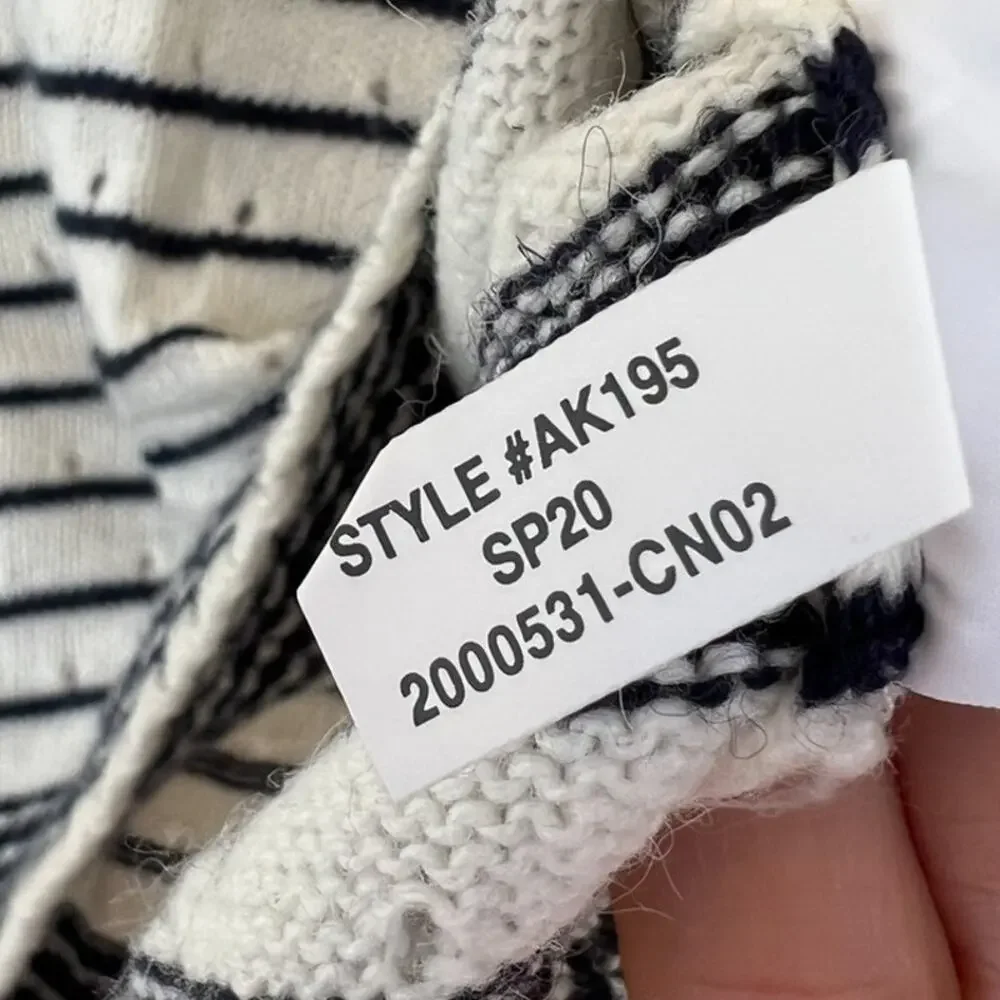 J.Crew Knit Pointelle Sweater Crewneck Medium Stripe Wool Alpaca Blend‎ Casual
